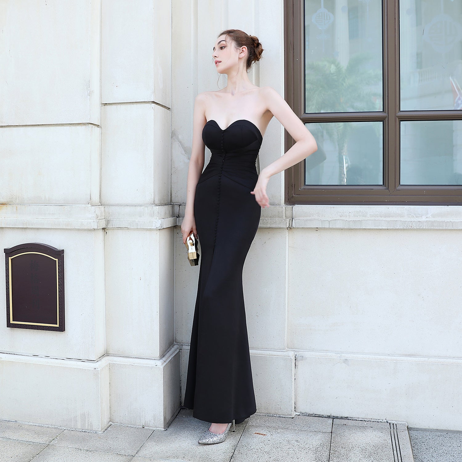 Summer front slit strapless mermaid evening dress 13