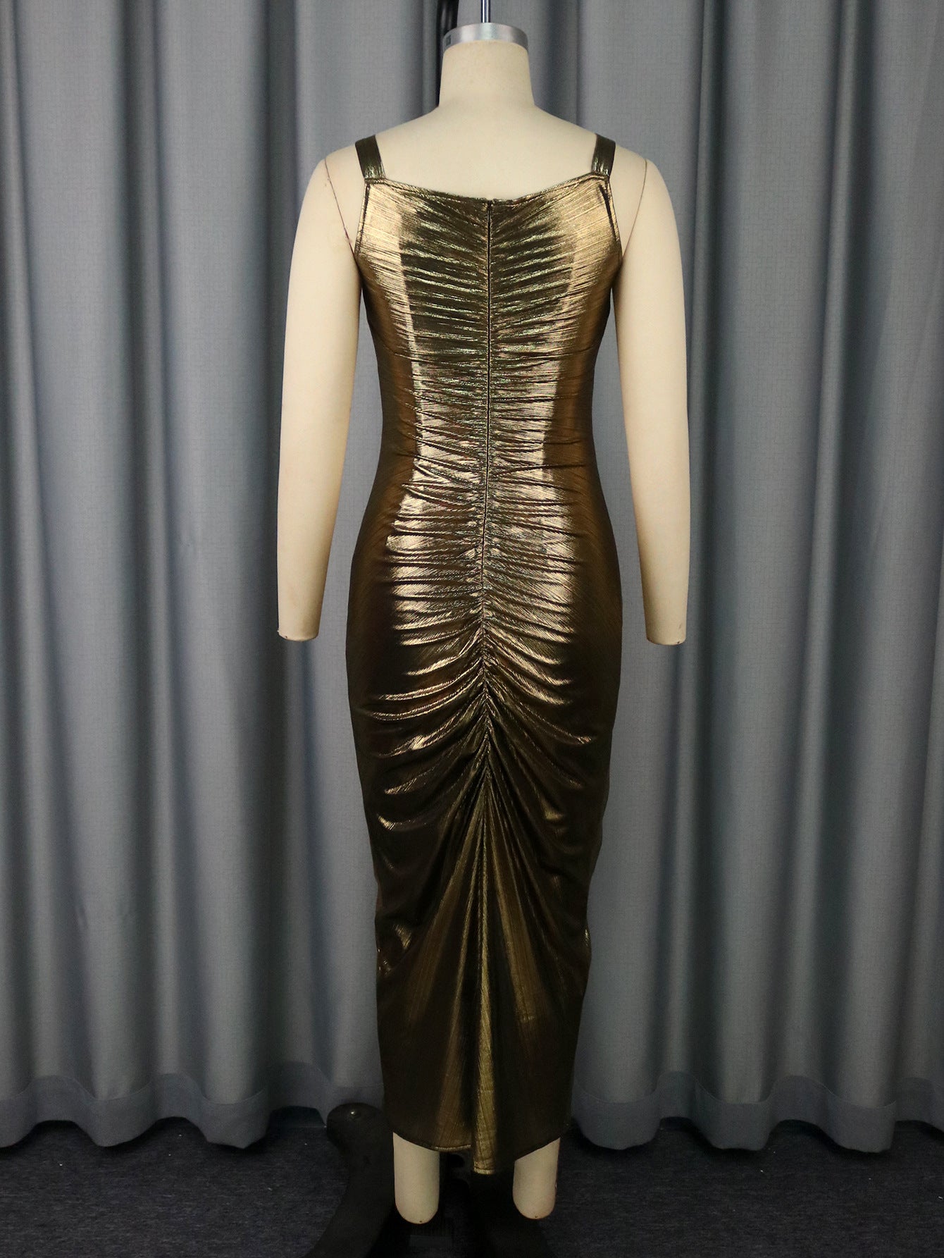 Summer Strapless Gold Party Dress Low-Back Sexy Chic Bodycon Dress 9