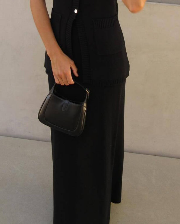 Women Sleeveless Pocket Knitting Vest and Slit Skirt Two Piece Set 8