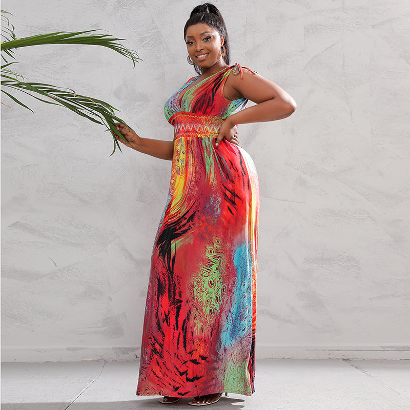 Plus Size Women Boho Print Beach Holidays Dress 8