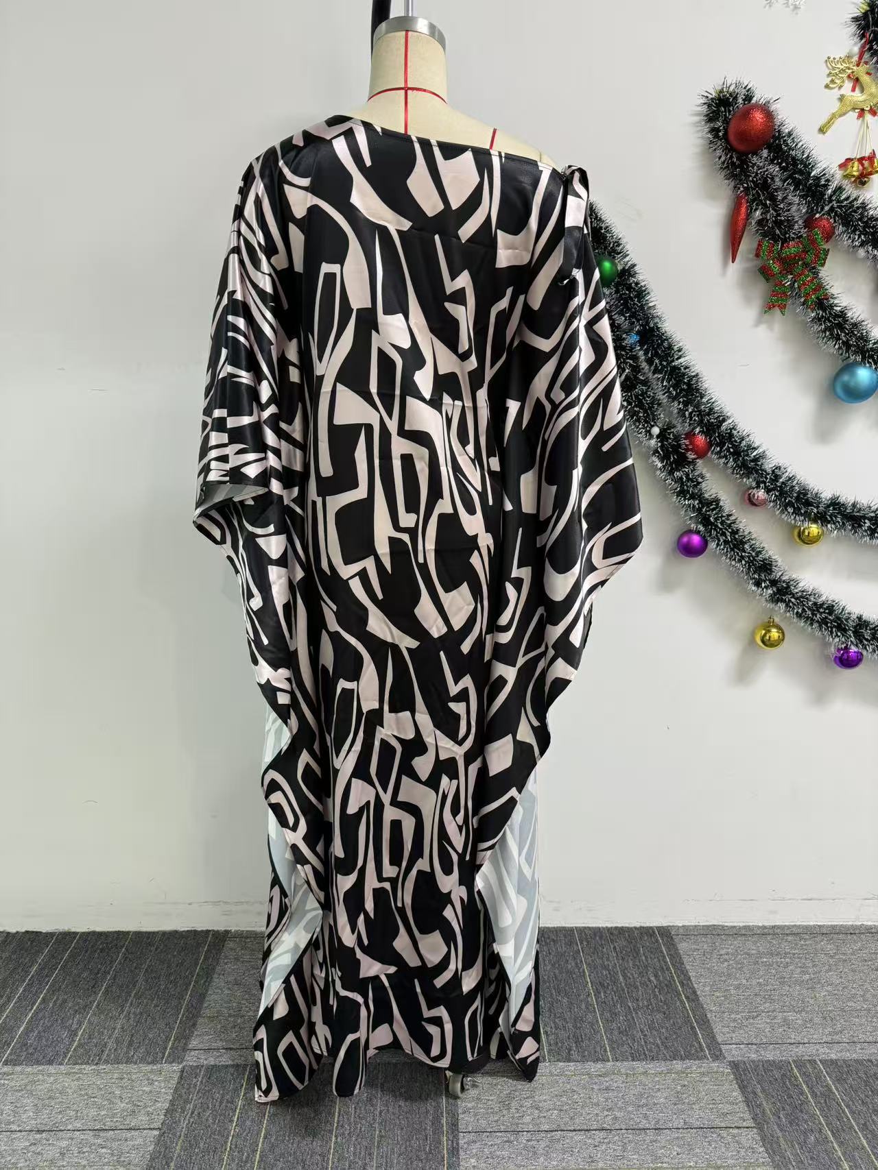 Women Print Lace-Up Slash Shoulder Dress 6