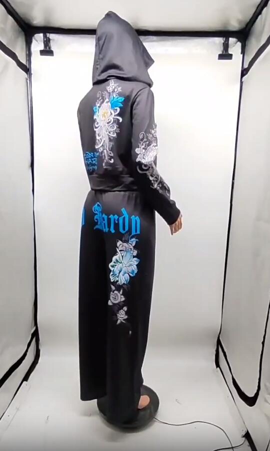 Women's Fashion Casual Print Hooded Two Piece Pants Set 12