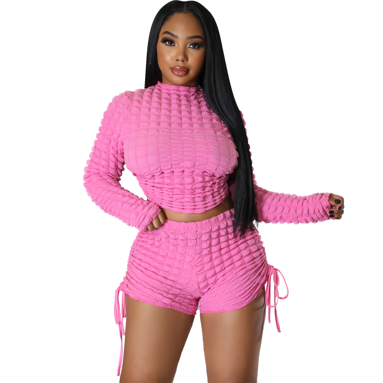 Women's Fashion Sexy Popcorn Low Back Two-Piece Set