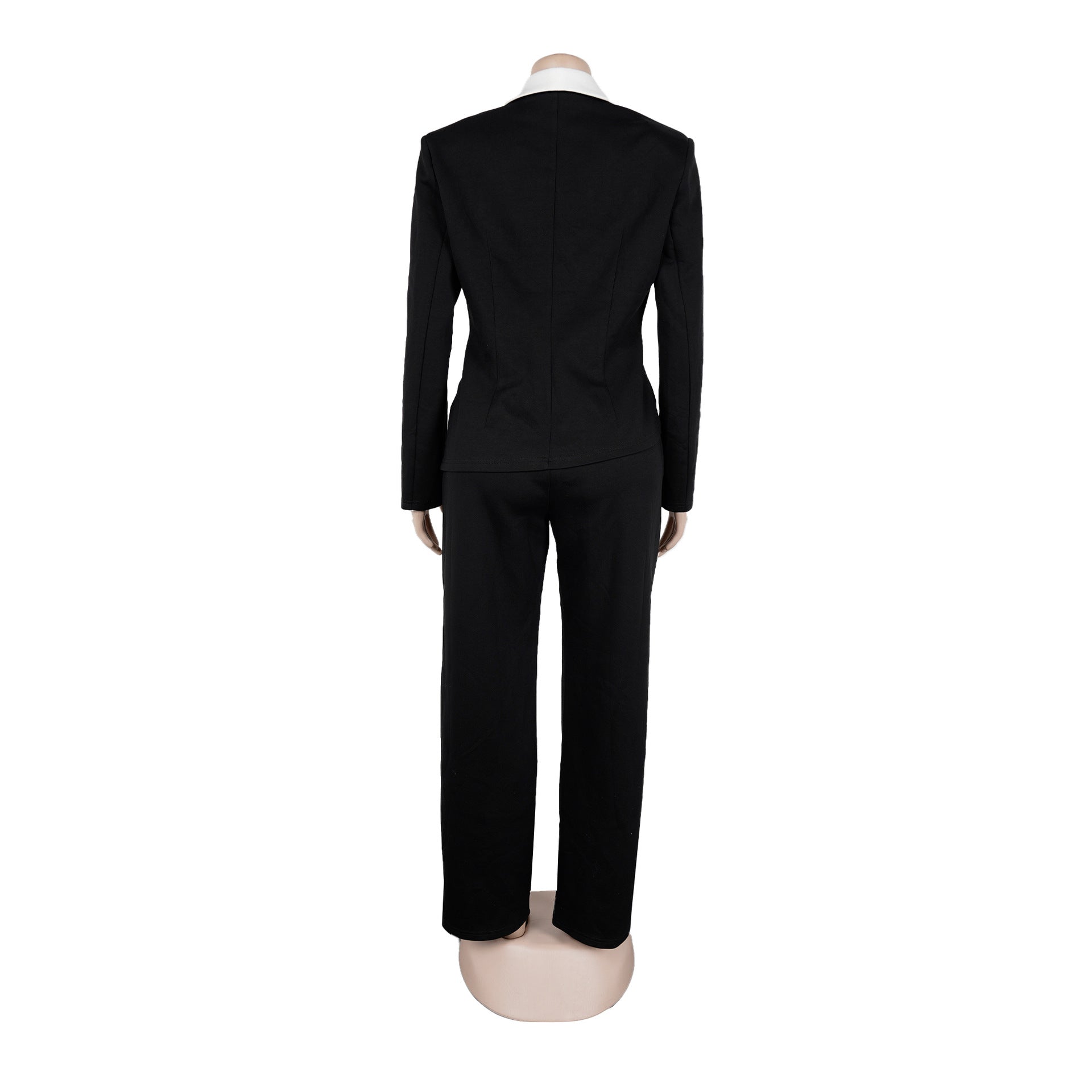 Women's Elegant Career Color-Blocking Turndown Collar Casual Suit Two-Piece Set 10