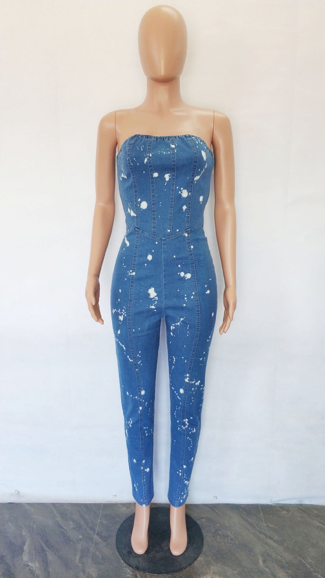 Casual Fashion Strapless Women's Fit Denim Jumpsuit 8