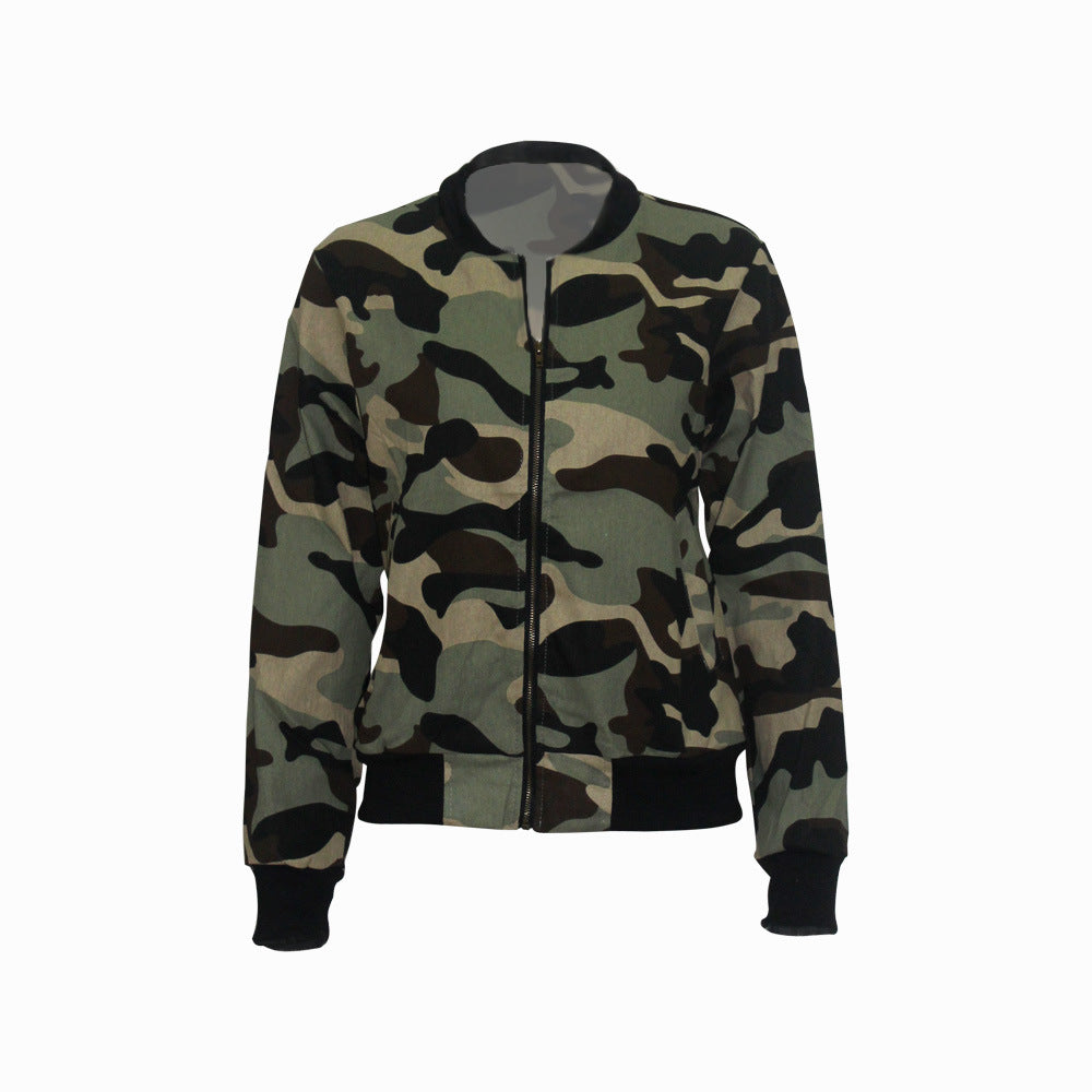 Fashion Women's Long Sleeve Camouflage Jacket 9