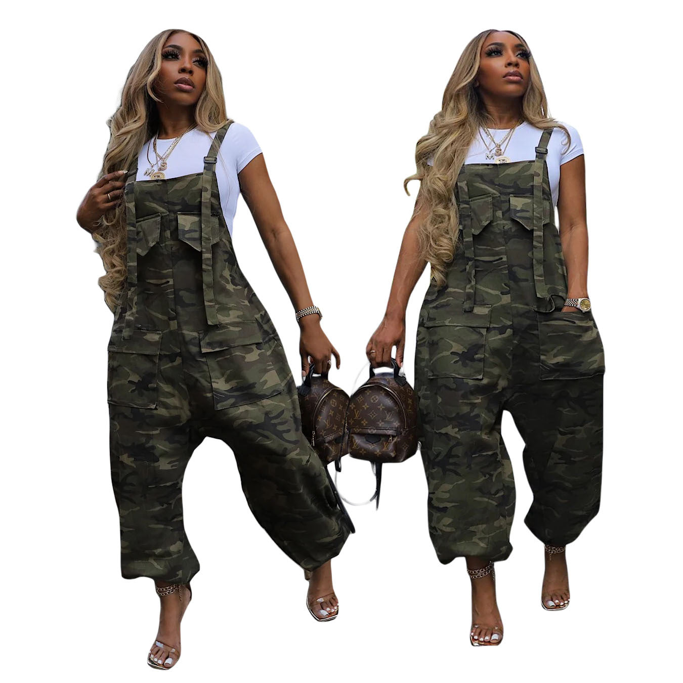 Women's Casual Loose Camouflage Cargo Jumpsuit/Overalls 4