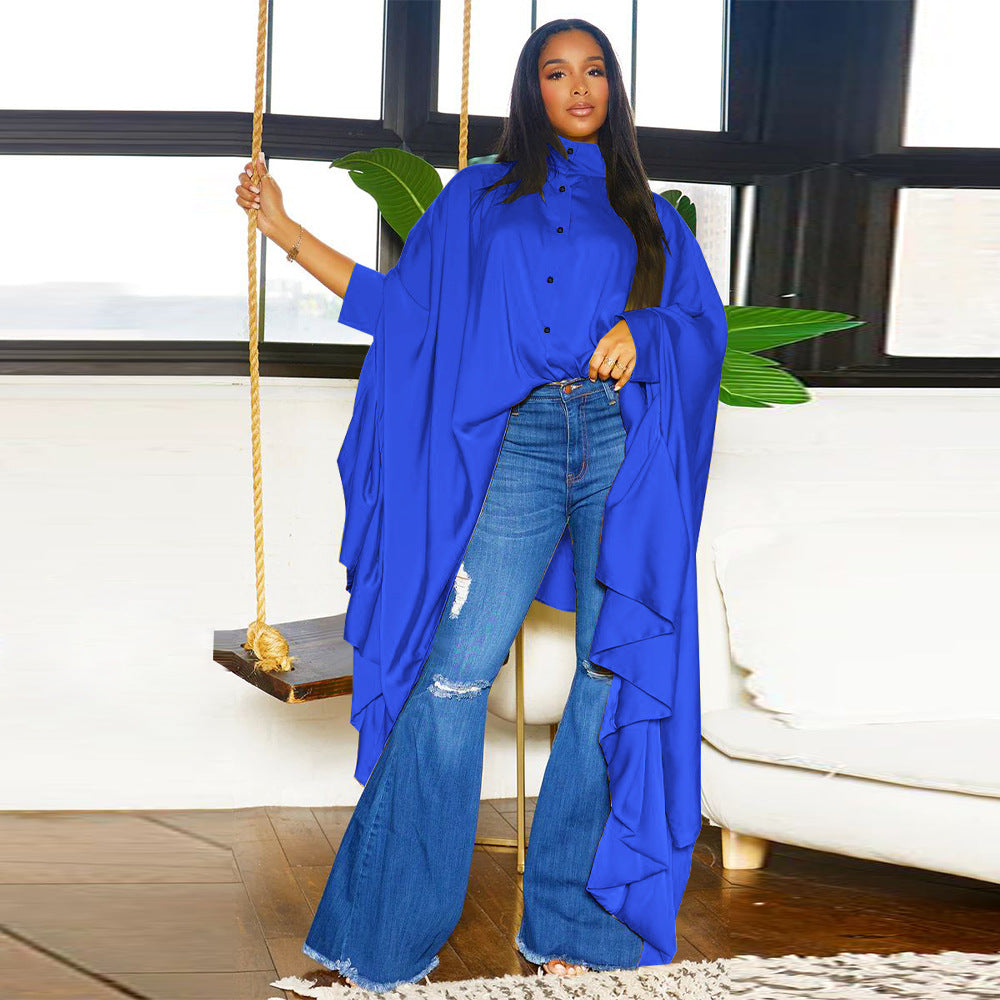 Women Fall Pleated Solid Shirt 6