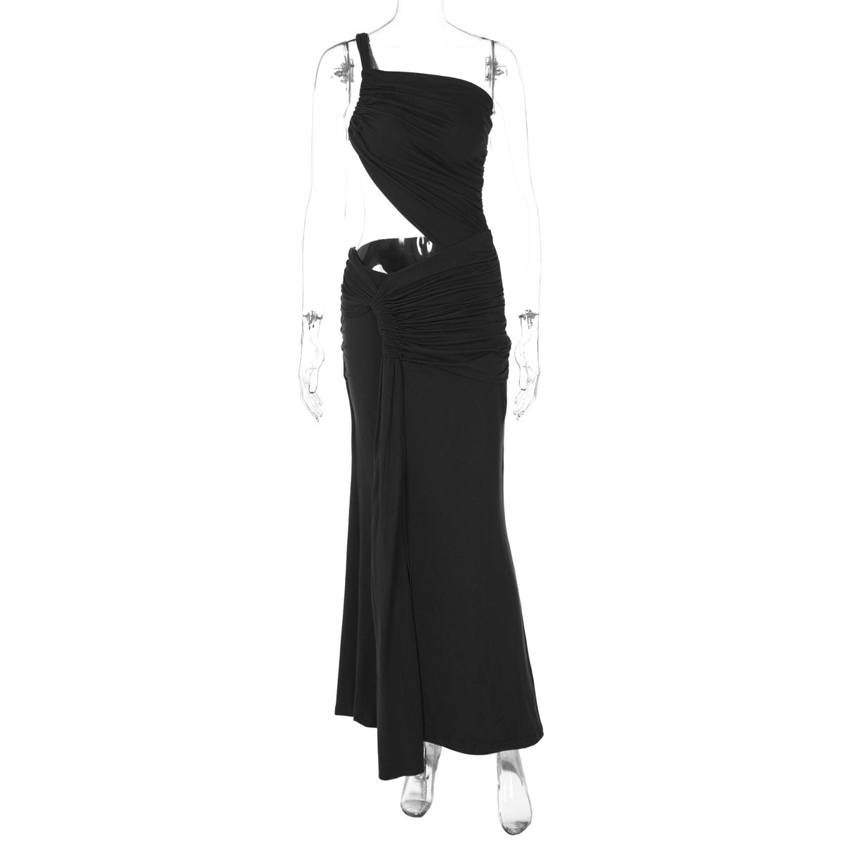 Sexy One-Shoulder Cut-Out Open Waist Slim Long Dress 23
