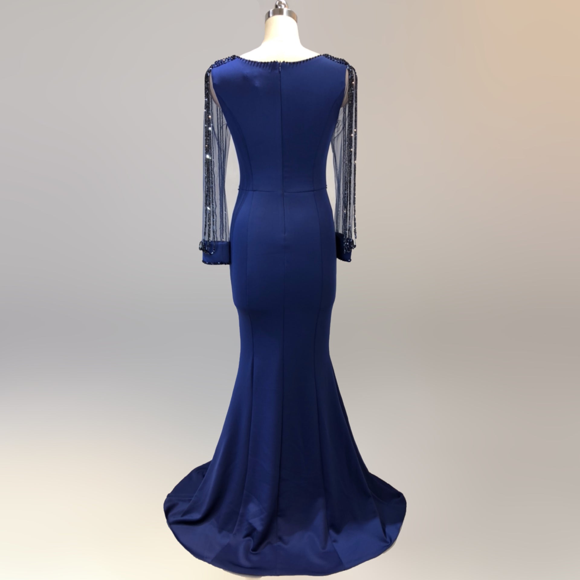 Bridal toast autumn long-sleeved rhinestone chain mermaid long evening dress 30