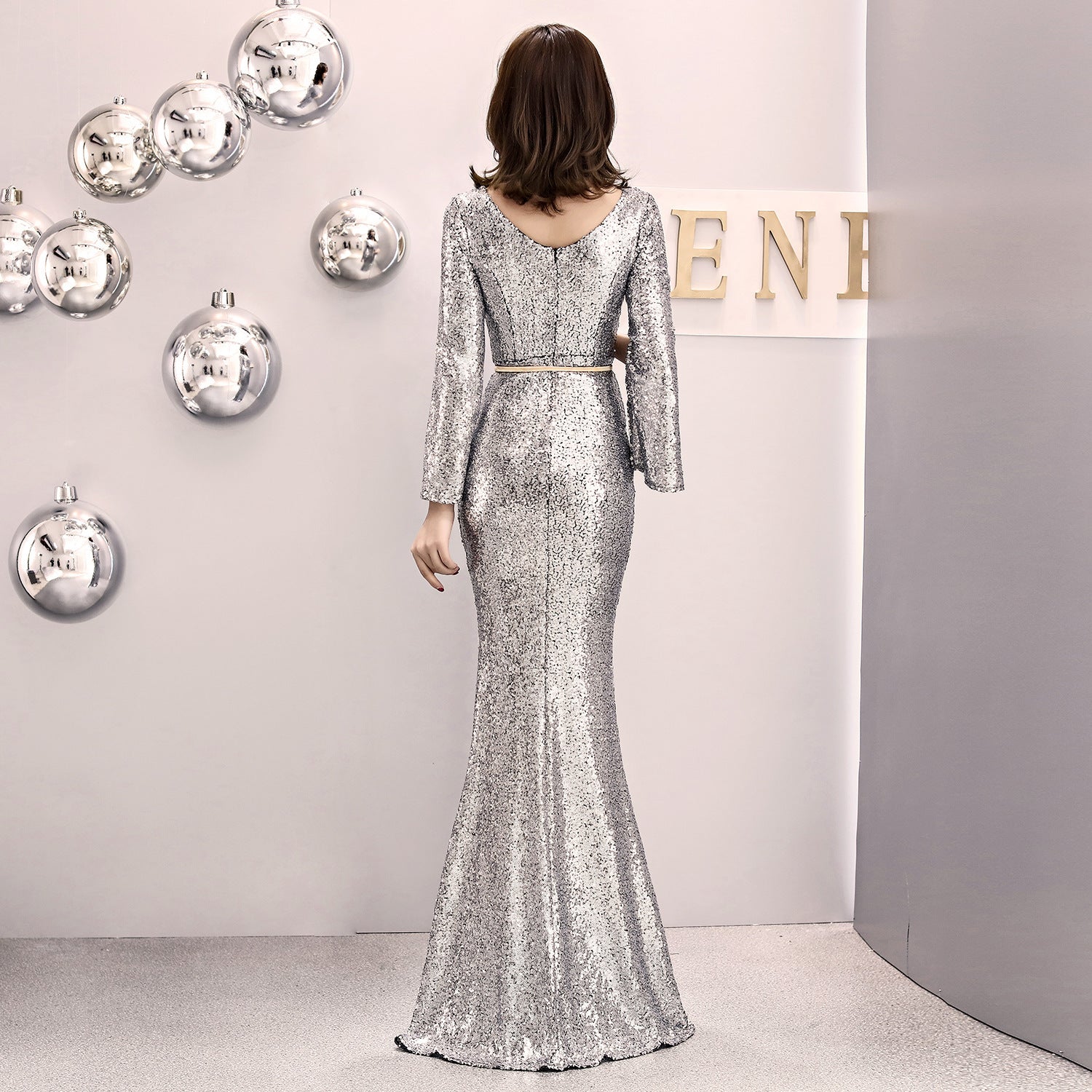Women Formal Party Elegant Sexy Sequin Fishtail Evening Dress 15