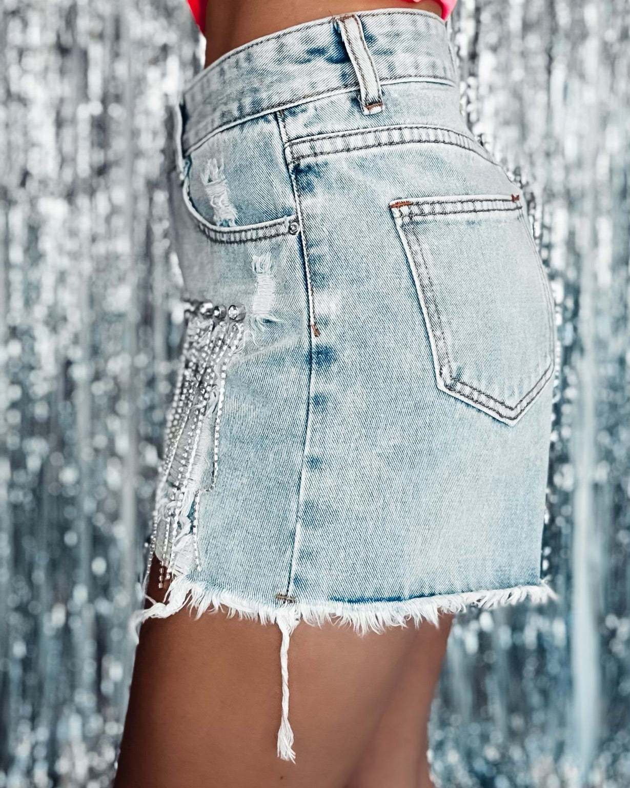 Fashion Casual Diamond Denim Shorts 5