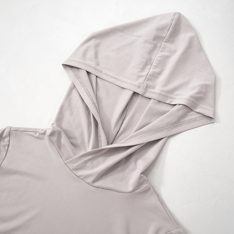 Women Fall Solid Long Sleeve Hooded Gathered Bodycon Dress 10