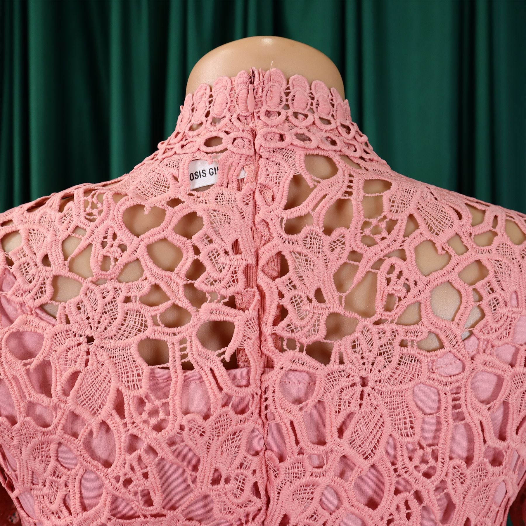 Women's Sexy Lace Hollow Short Sleeve Belt High Waist Wide Leg Jumpsuit 15