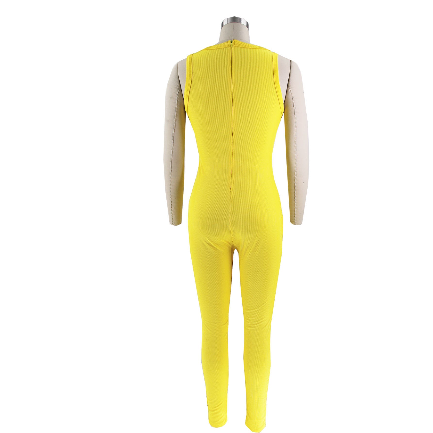 Women Solid Stretch Sleeveless Sexy Round Neck Jumpsuit 23