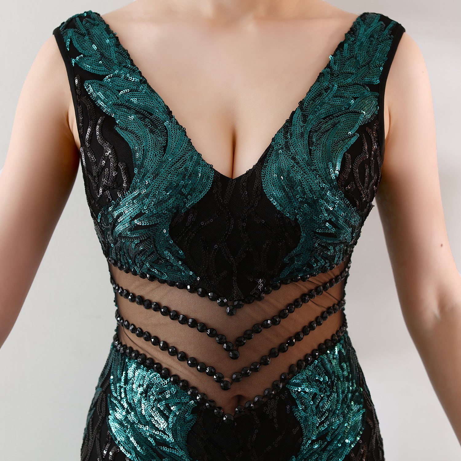 Sequin Slim Deep V Flower Women's Party Evening Dress 24