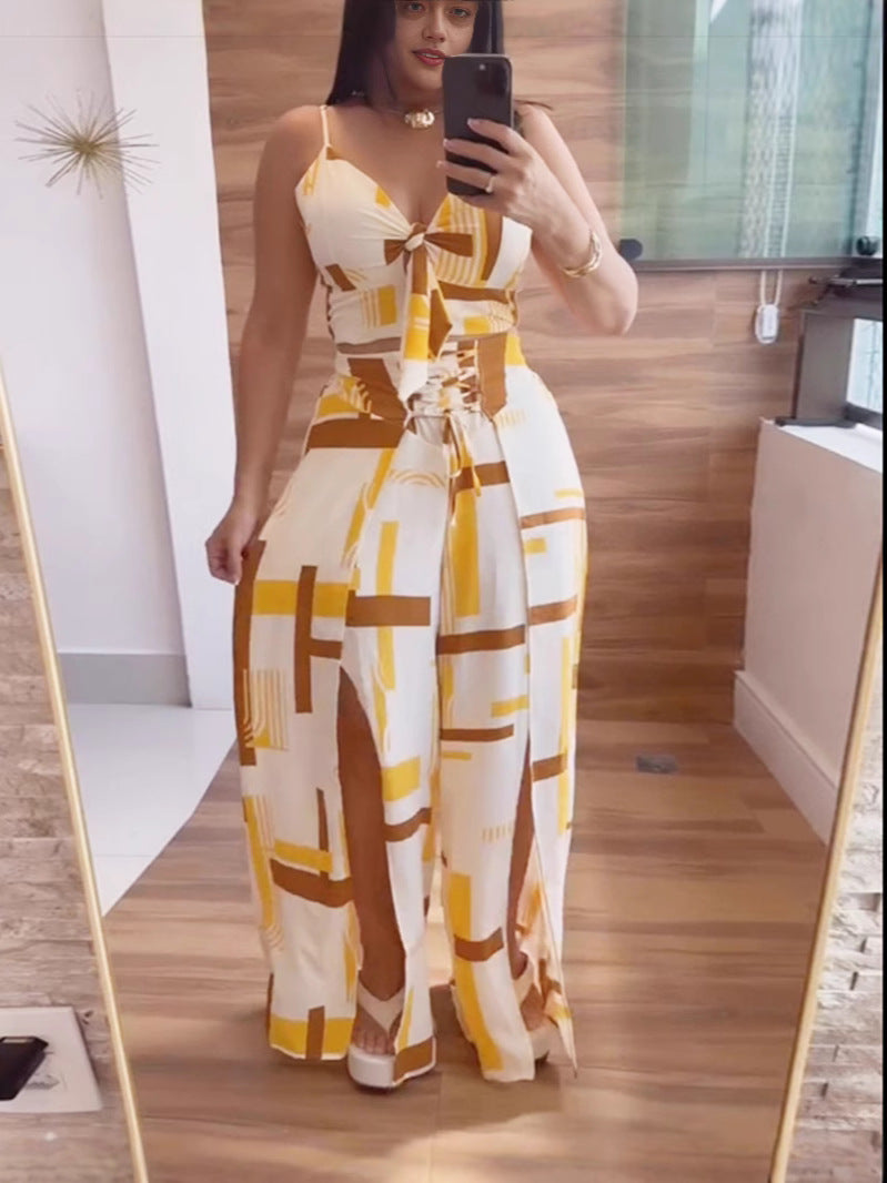 Women's fashion print Casual two-piece trousers Set 6