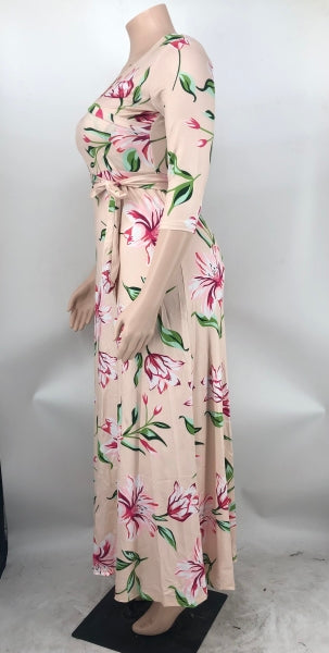 Plus Size Women Casual Print Maxi Dress 18