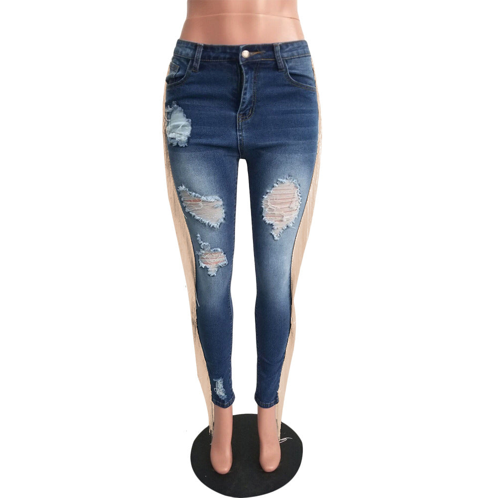 Casual Ripped Fringe Denim Pants Trendy High Street Jeans 6