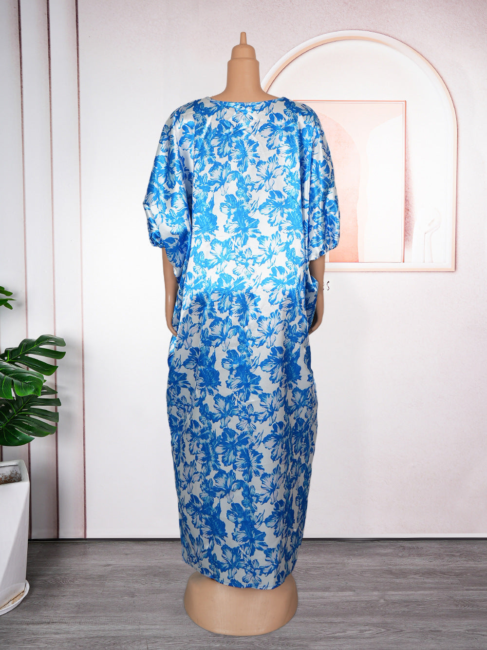 Plus Size Women's Robe African Color Block Print Dress 17