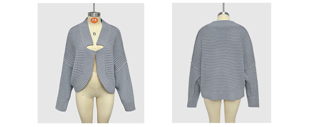 Autumn winter fashion v-neck Bat Sleeves Knitting cardigan sweater for women 15