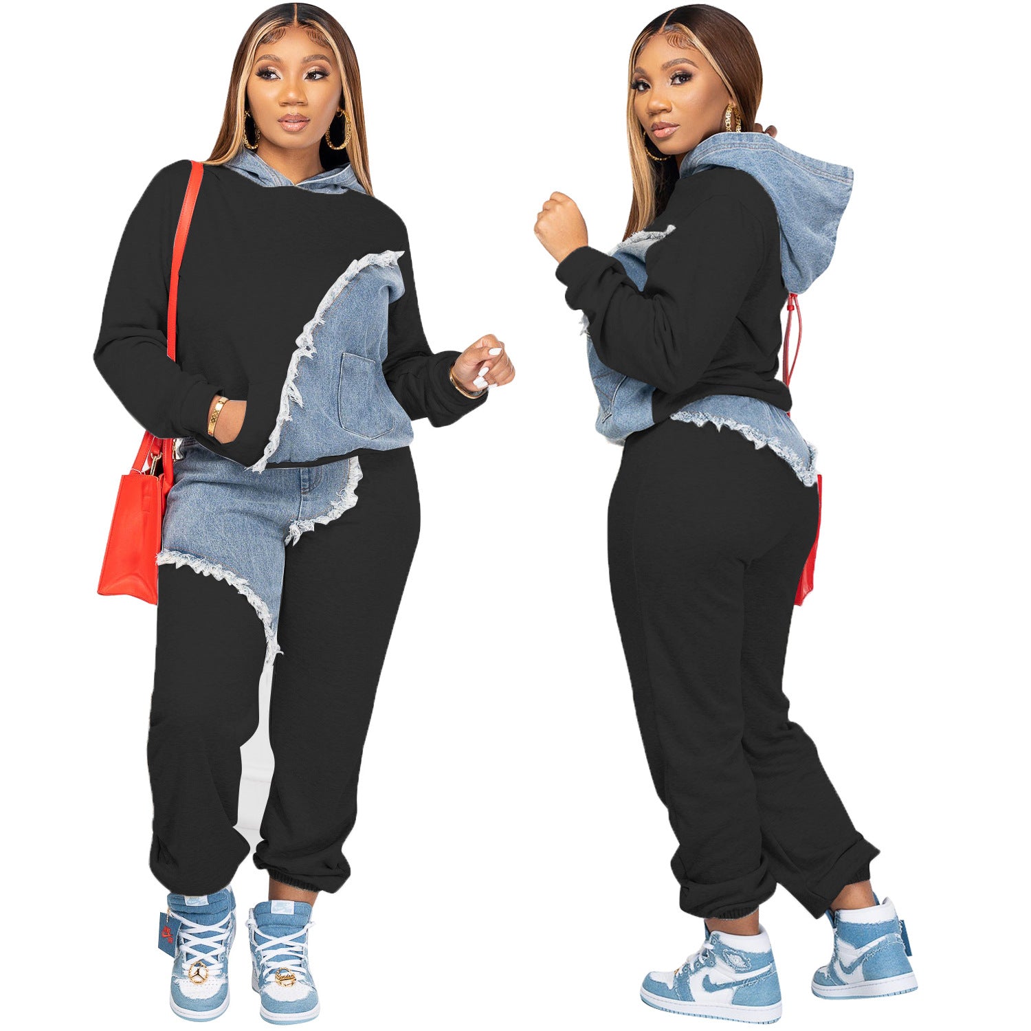 Women's Fashion Casual Hoodies Tie Long Two-Piece Set 10