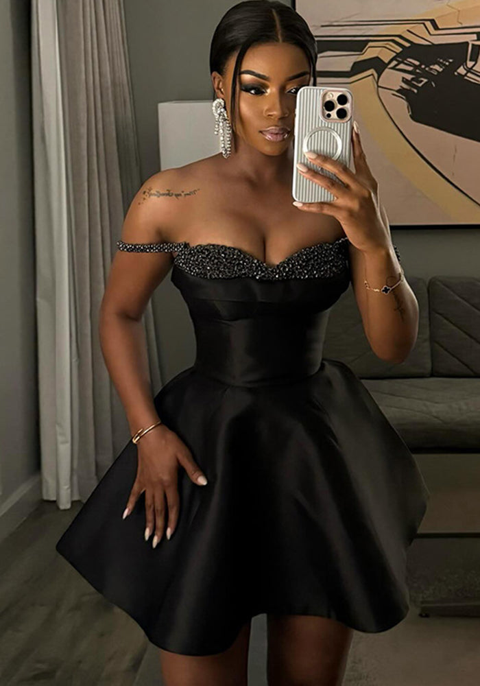 Women Fall Elegant Sequin Patchwork Strapless Strap Dress