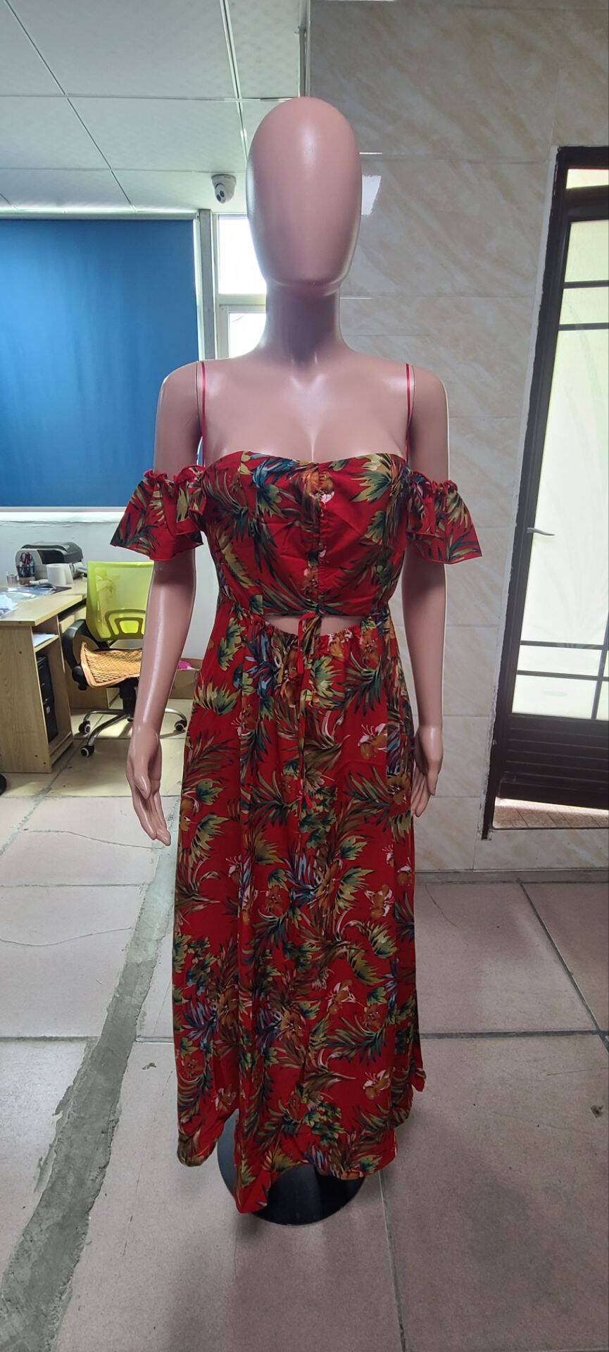 Summer Women print hollow strap Strapless sexy and elegant Backless Dress 11