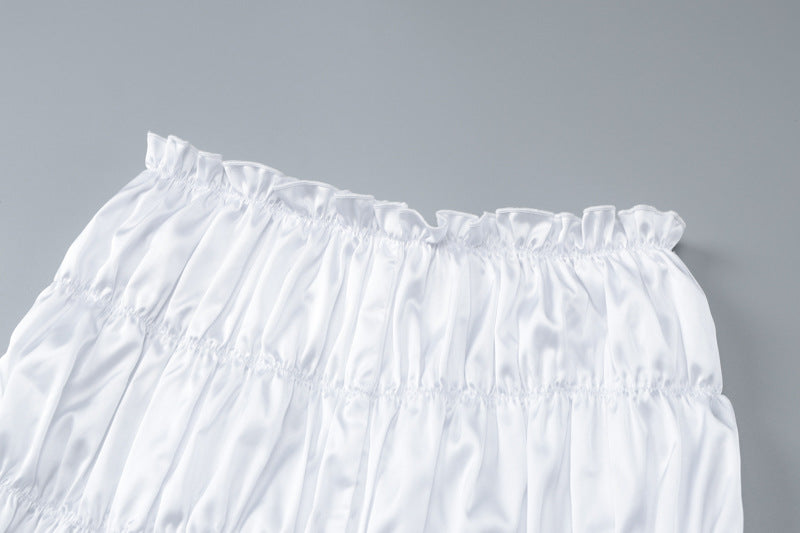 Women's Summer Fashion Sexy Strap Crop Top Pleated Shorts Two Piece Set 15