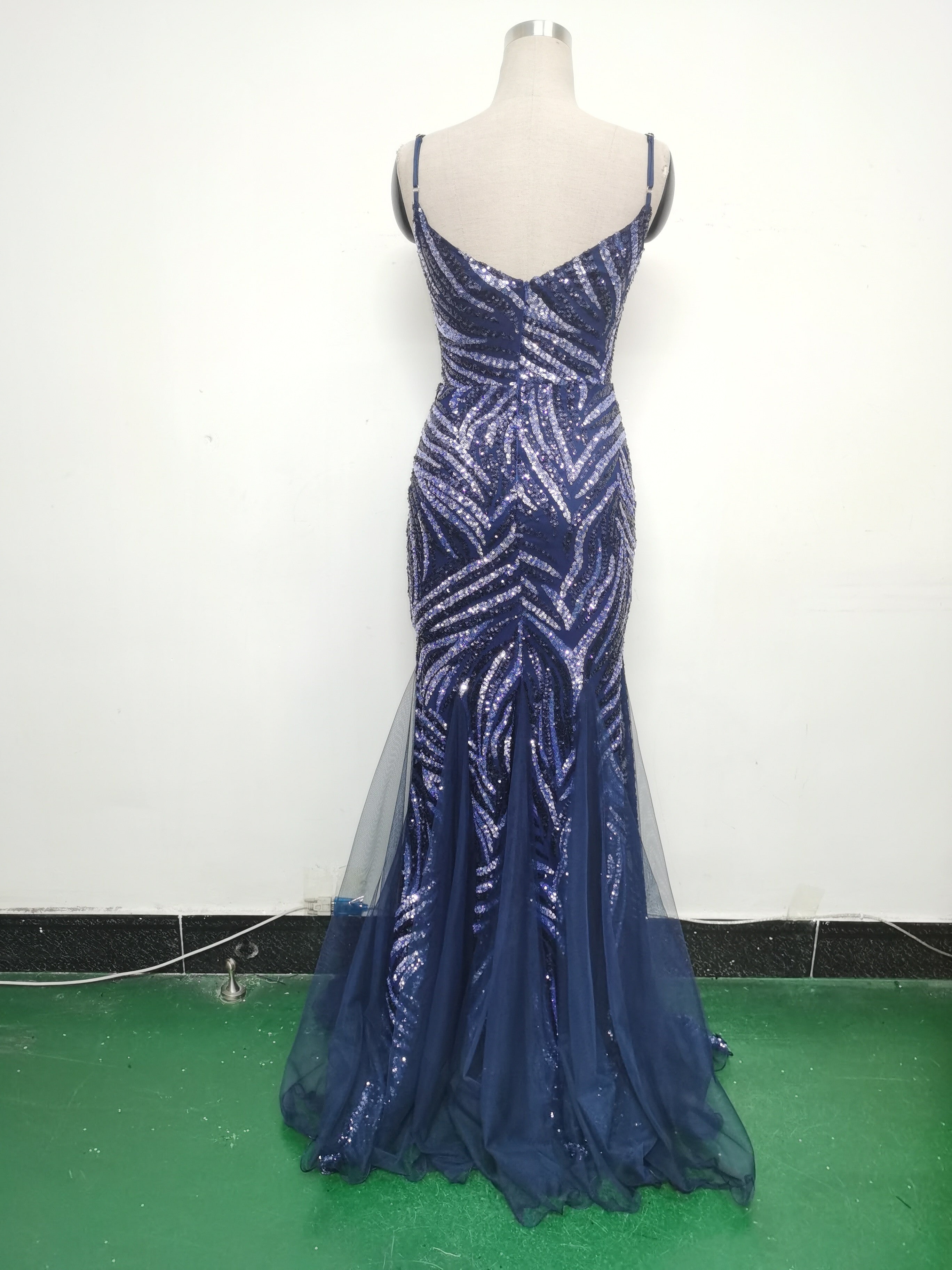 Sequin Patchwork Mesh Strap evening dress 28