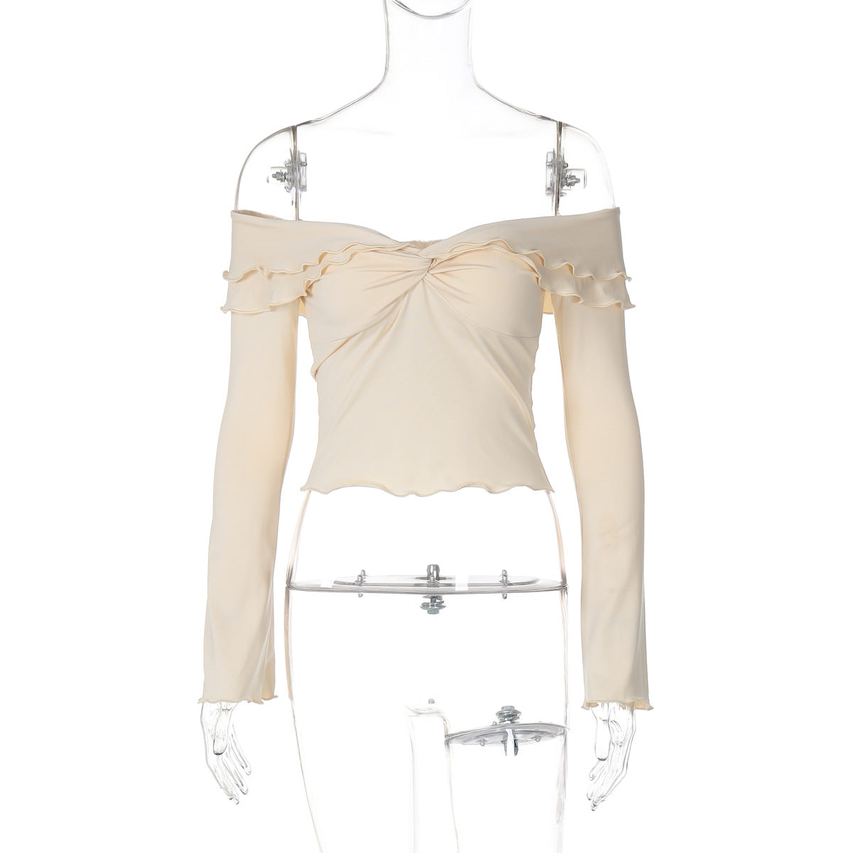 Women's Summer Sexy Ruffle Off Shoulder Long Sleeve Top Skirt Two Piece Set 5