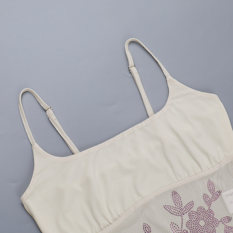 Women casual beaded suspender top and skirt two-piece set 10