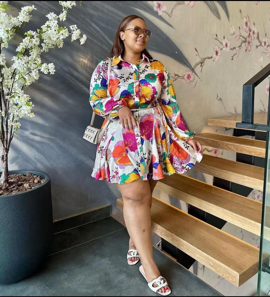 Women Elegant Long Sleeve Print Dress