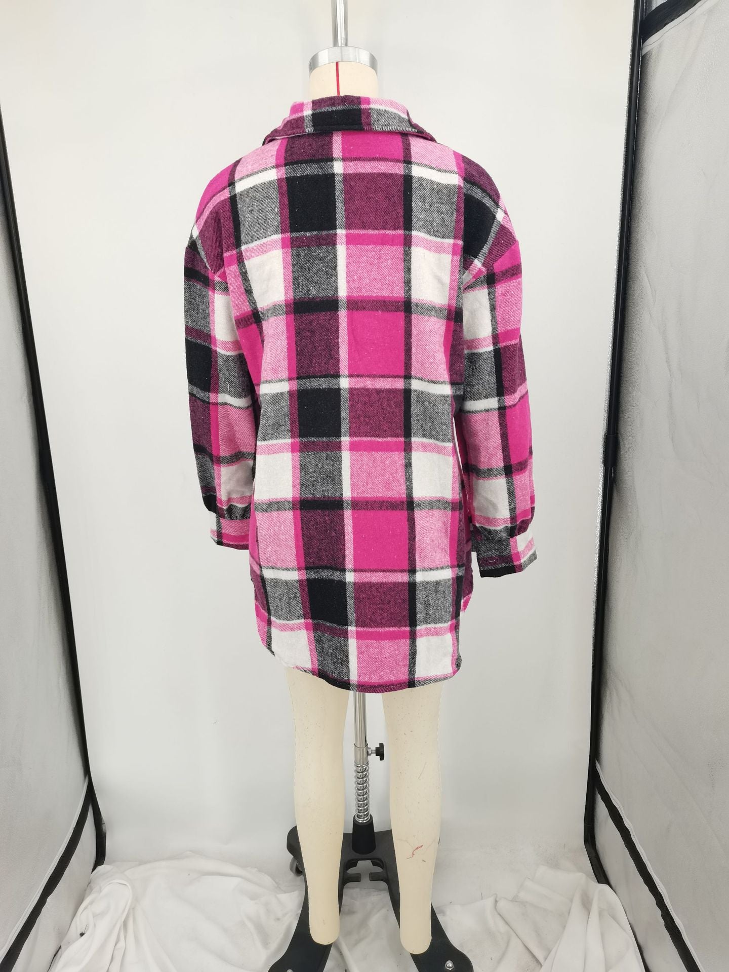 Women Autumn and Winter Loose Plaid Shirt 19