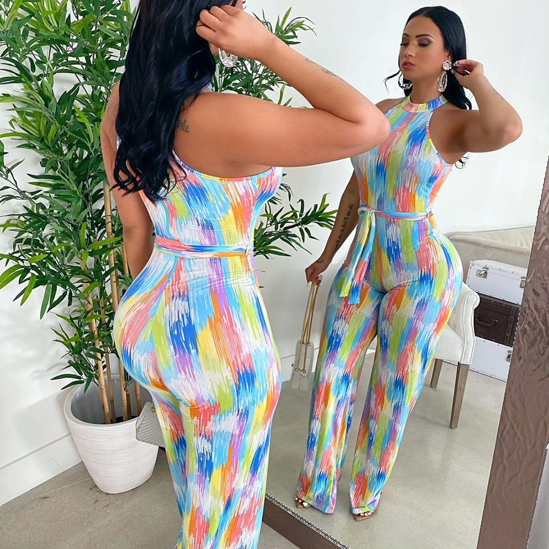 Women printed Casual striped jumpsuit 4