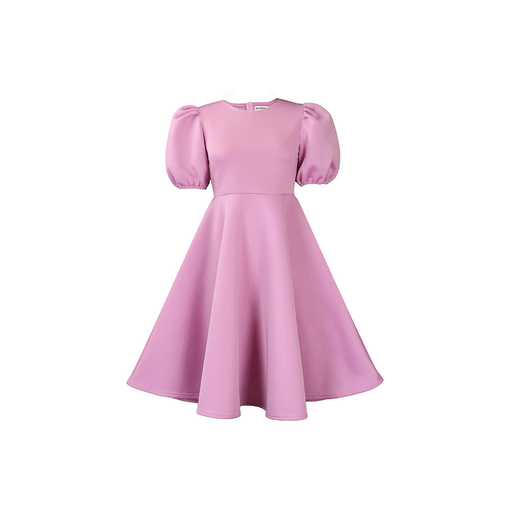 Women Round Neck Puff Sleeve Dress 18