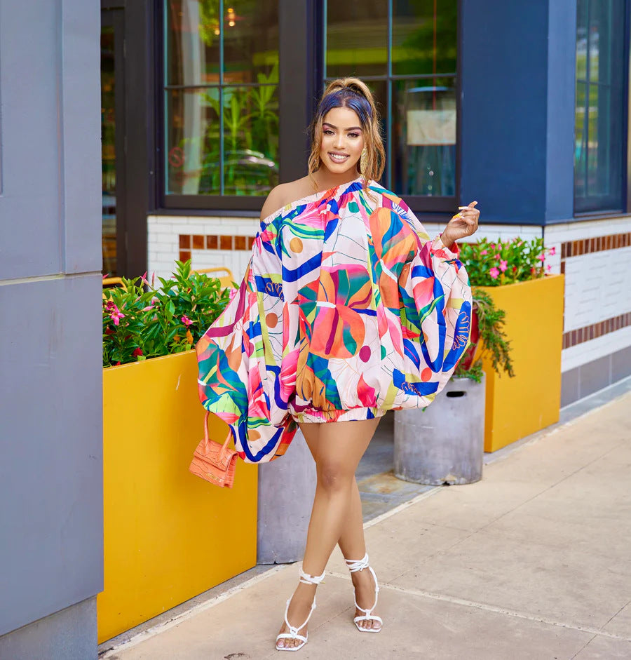 Women Loose Off Shoulder Mini Dress