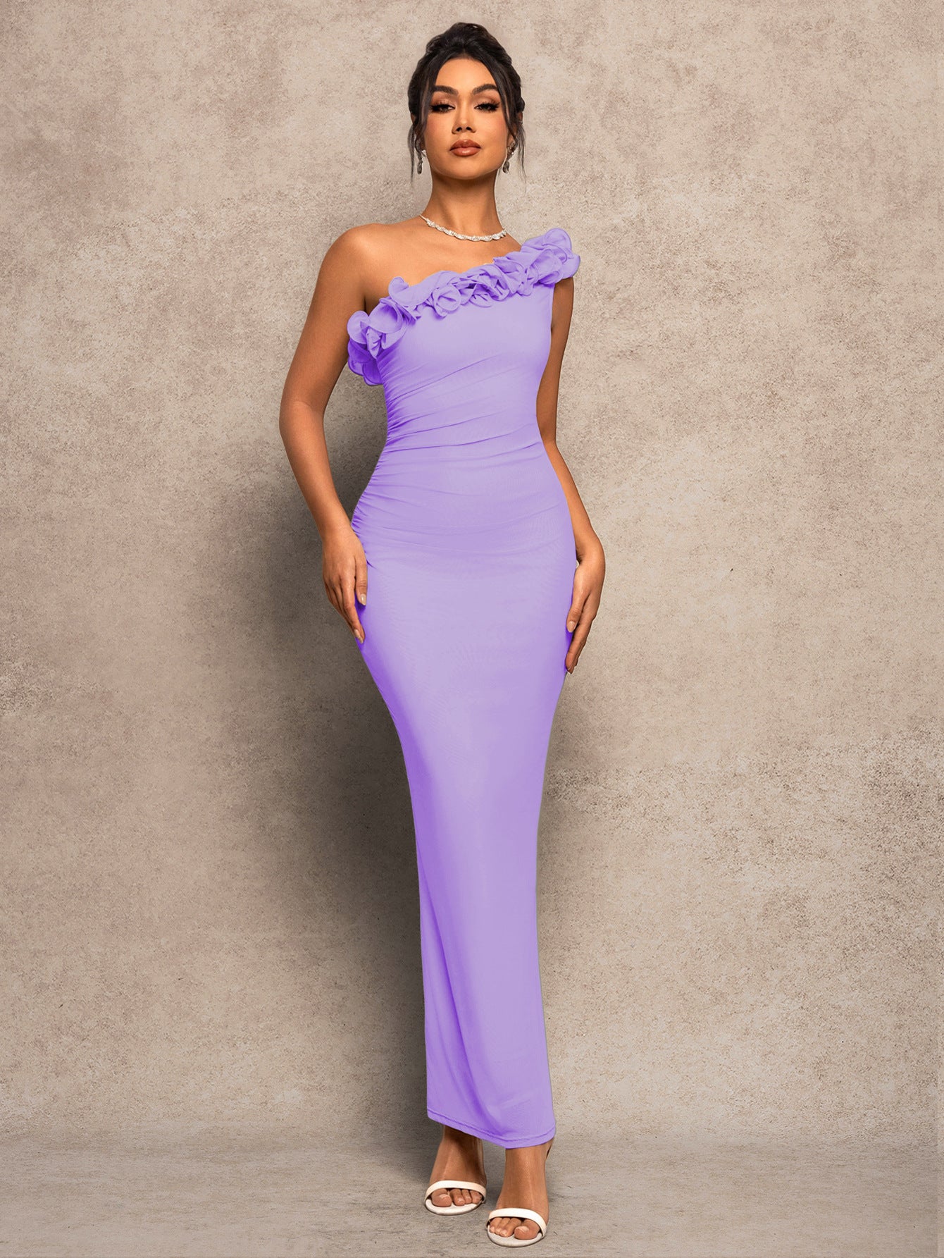 Women Ruffled Fishtail Bodycon French Maxi Dress 14