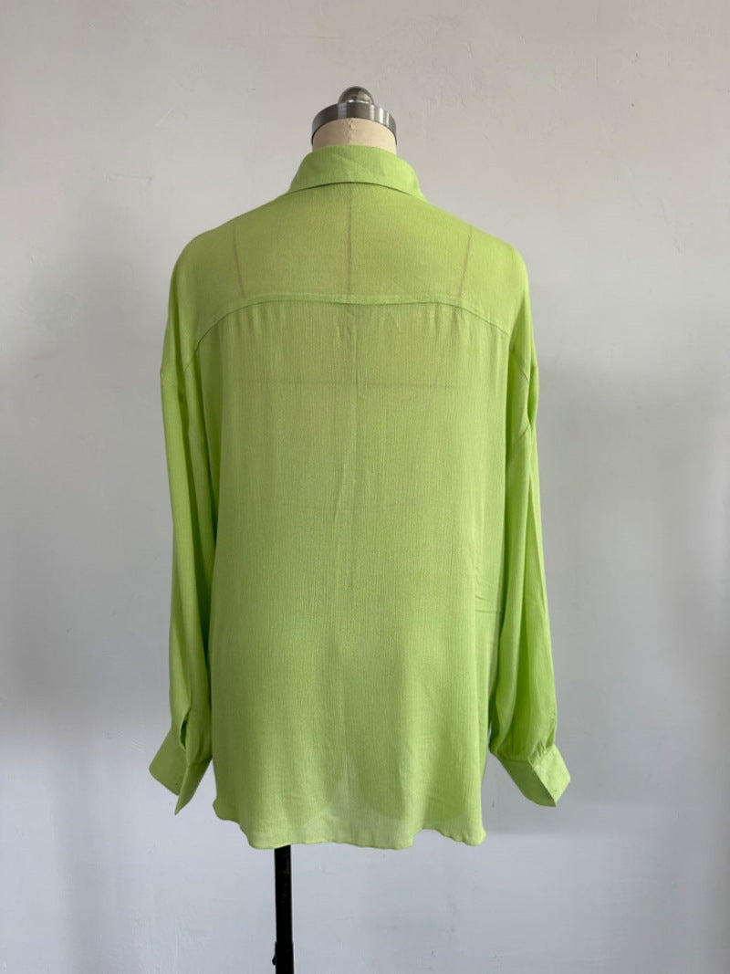 Women Solid Loose Turndown Collar Shirt and Wide Leg Shorts Casual Two-Piece Set 11