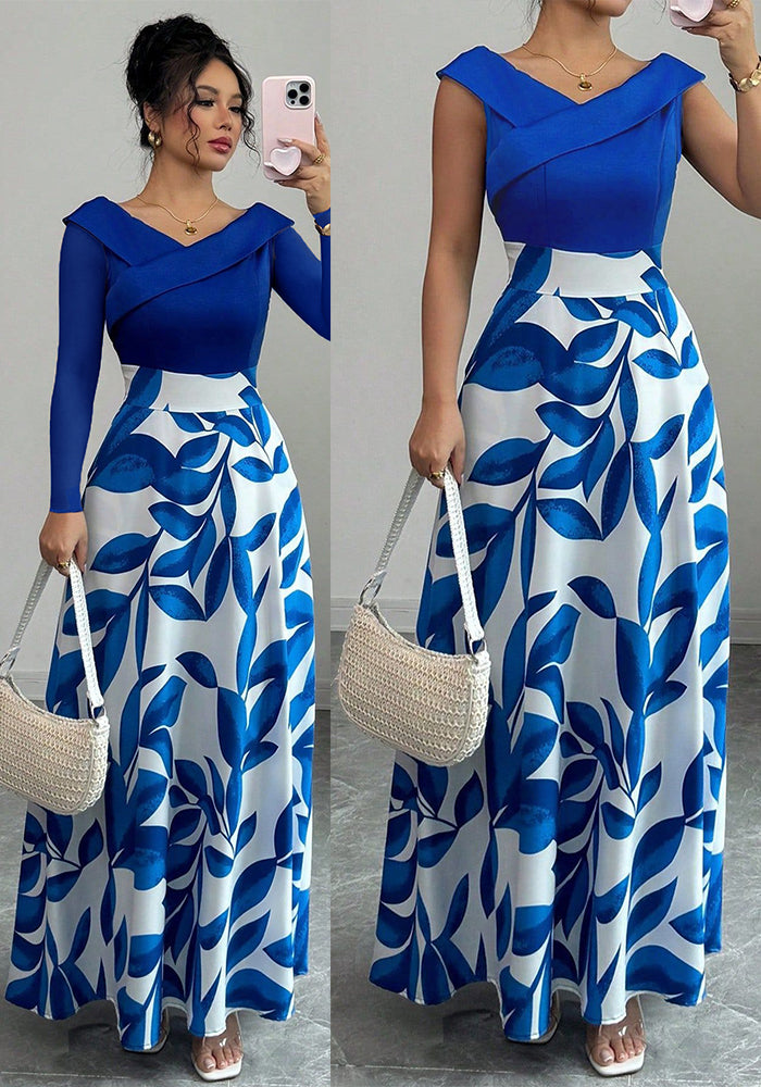 Women Autumn Elegant Contrast Color Dress