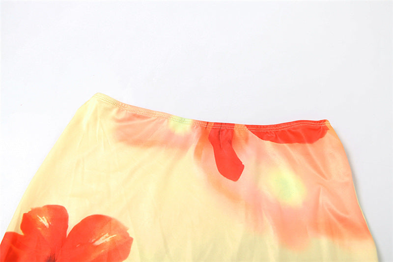 Women Summer Sexy Print Suspender Top Bodycon SkirtTwo Piece Set 16