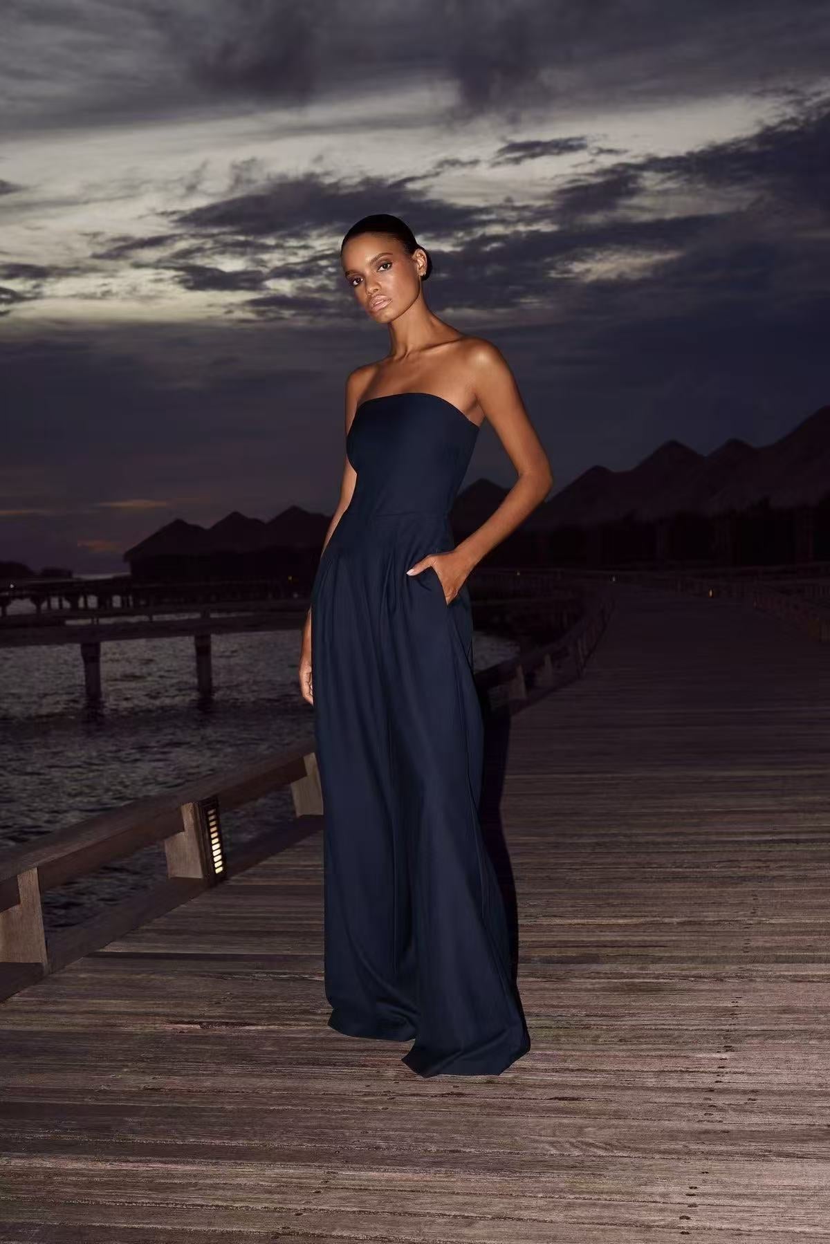 Sexy Strapless Spring and Summer Wide-leg Jumpsuit 4