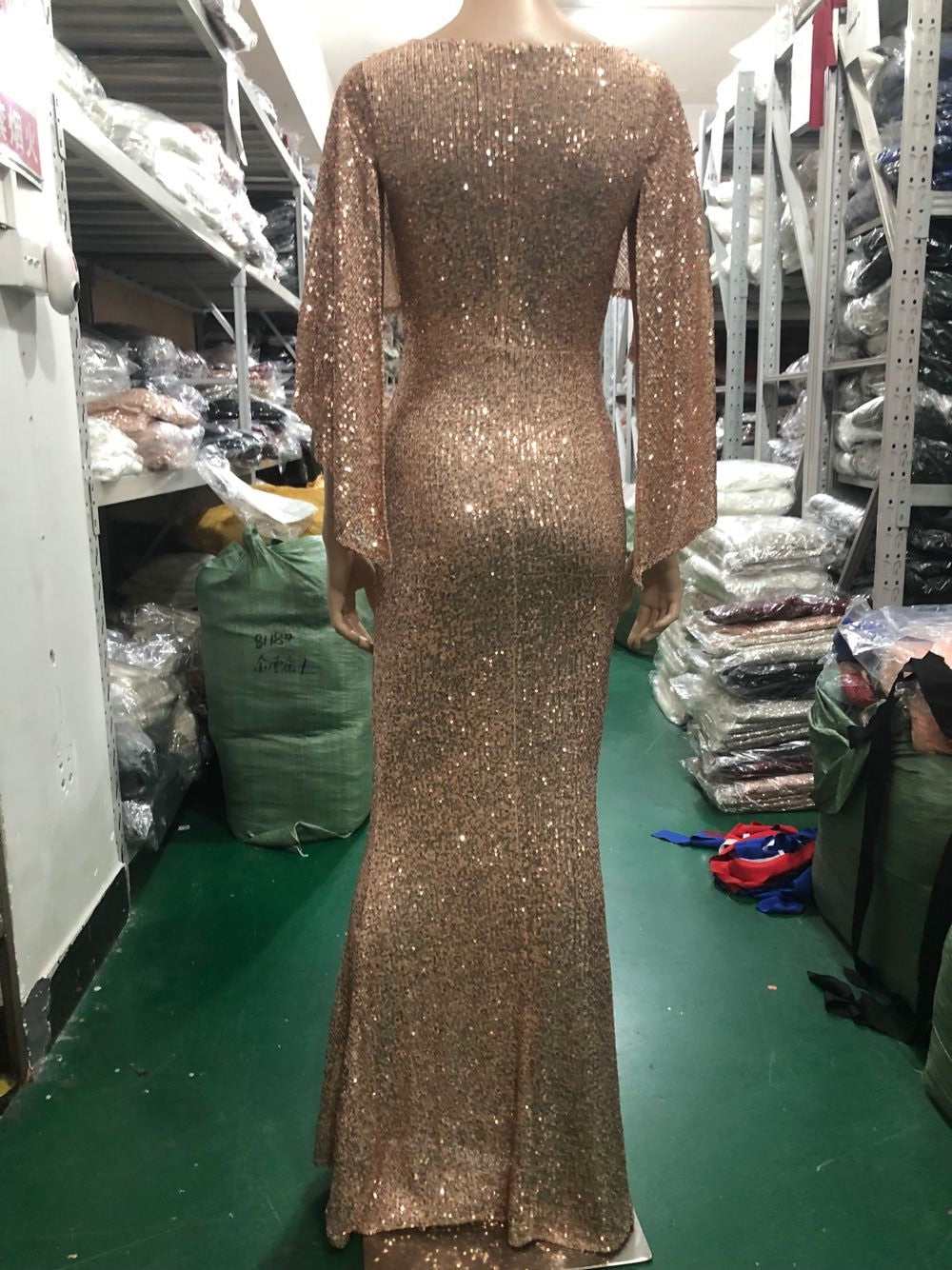 Autumn Formal Sequins Pink O-Neck Mermaid Evening Dress 8