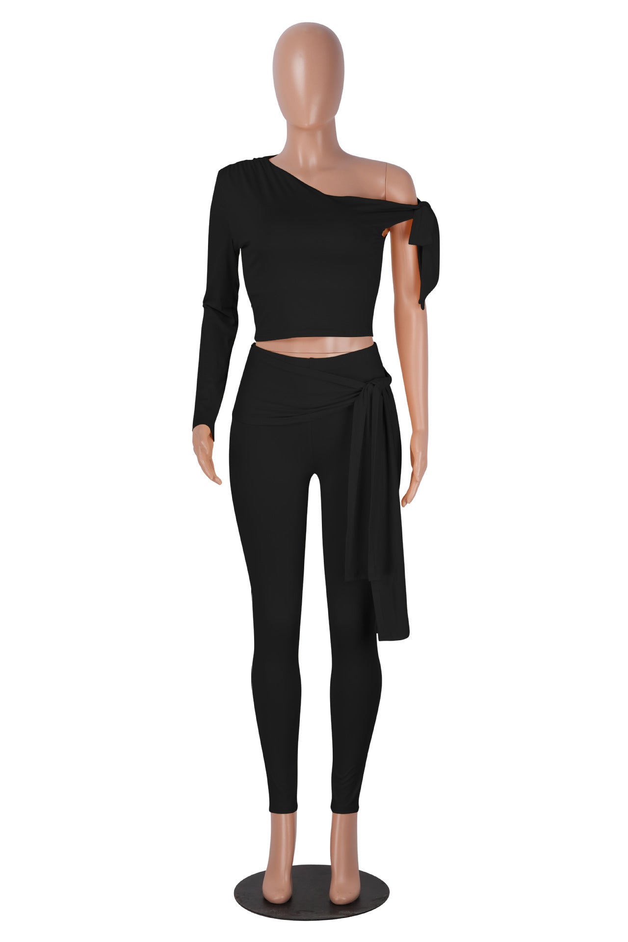 Women Sexy Single Long Sleeve Top and Long Pants Two-Piece Set 9