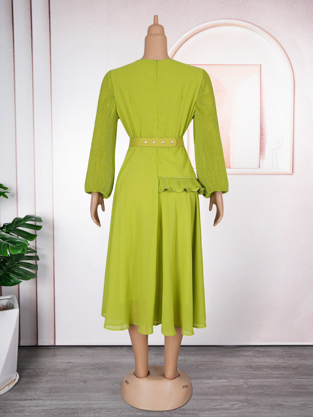 Plus Size African Women elegant pleated Ruffle Edge dress 14