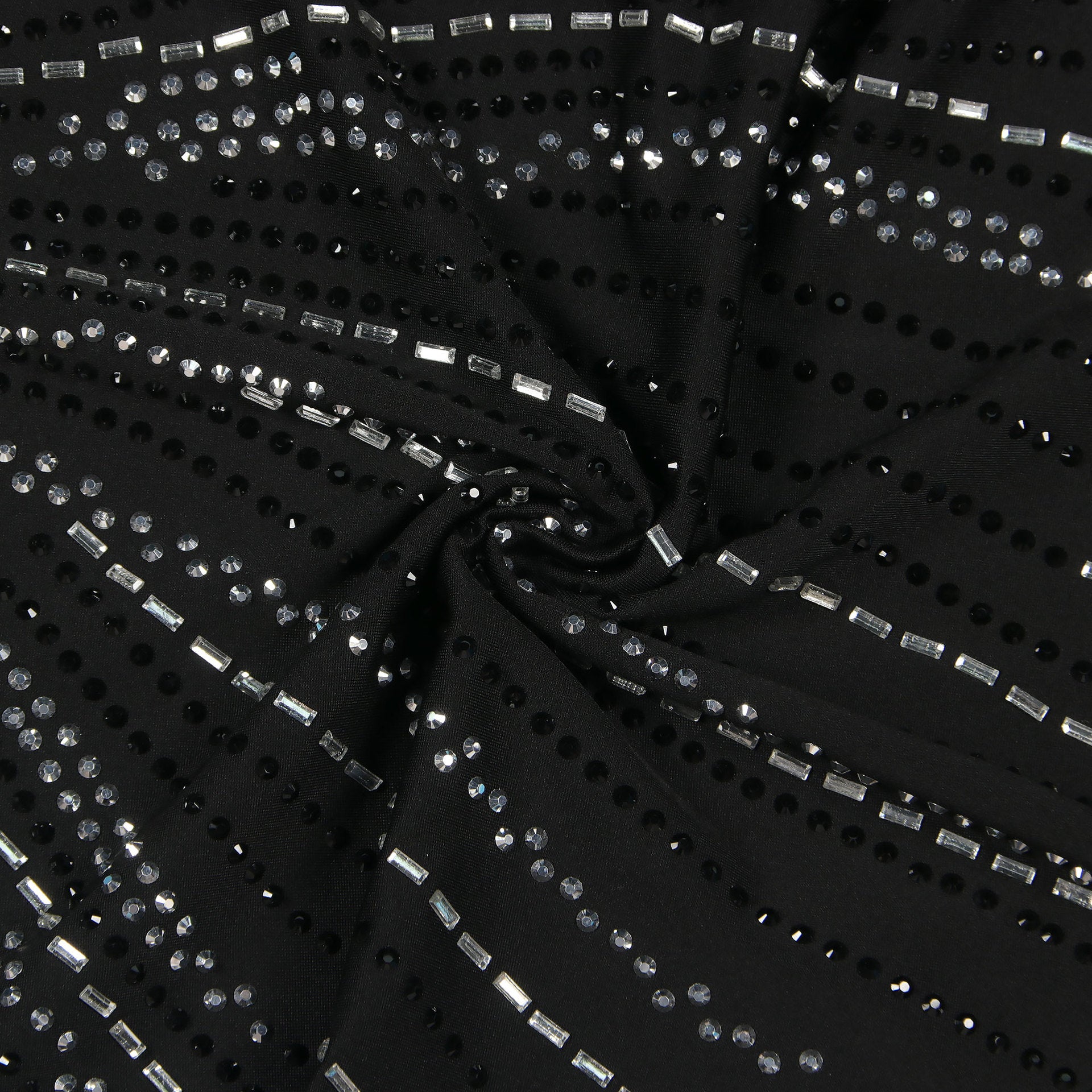 Women Elastic Beaded Sleeveless Slash Shoulder Slit Bodycon Dress 19