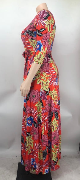 Plus Size Women Casual Print Maxi Dress 12