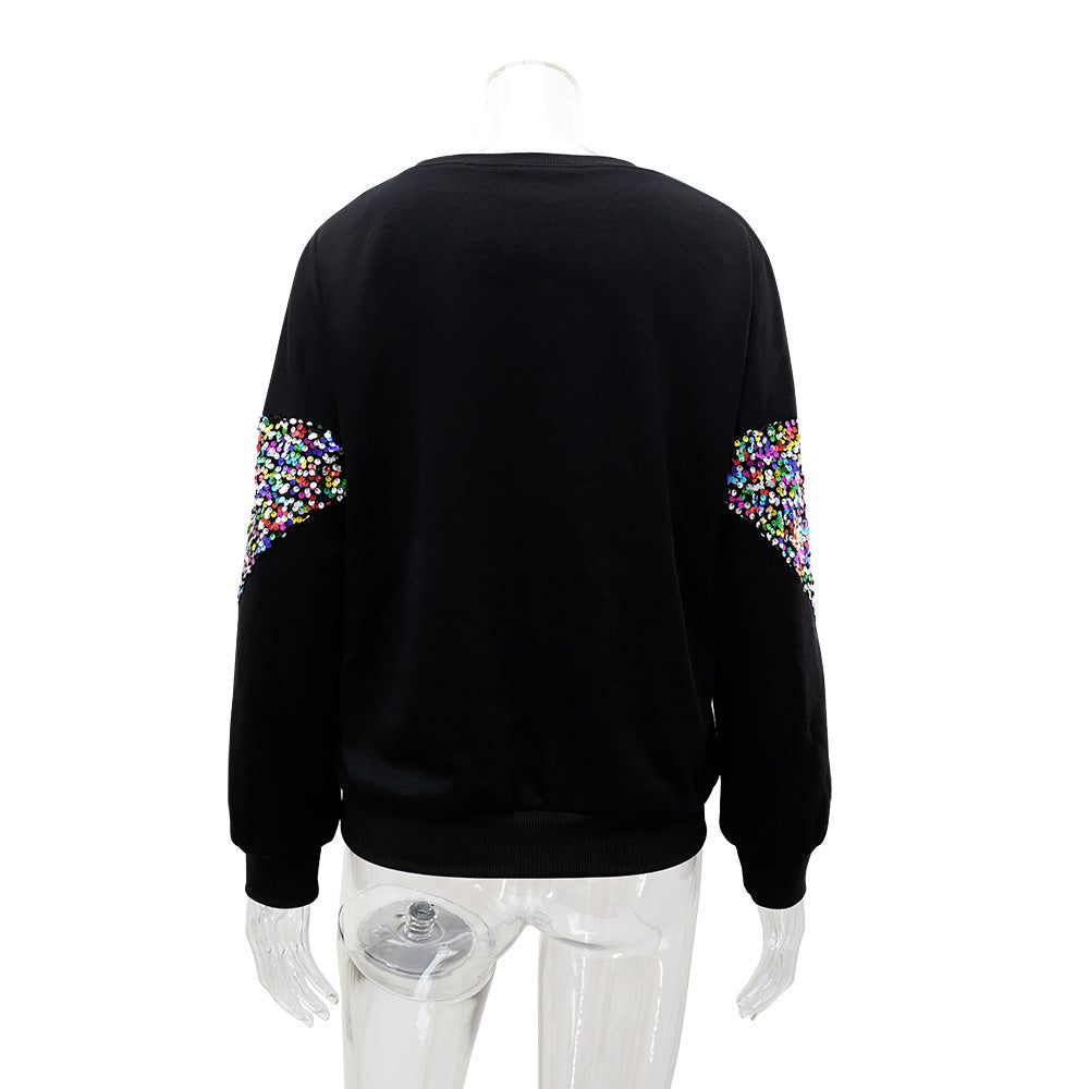 Women Colorful Pearlescent Sequins Decorated Solid Top 6