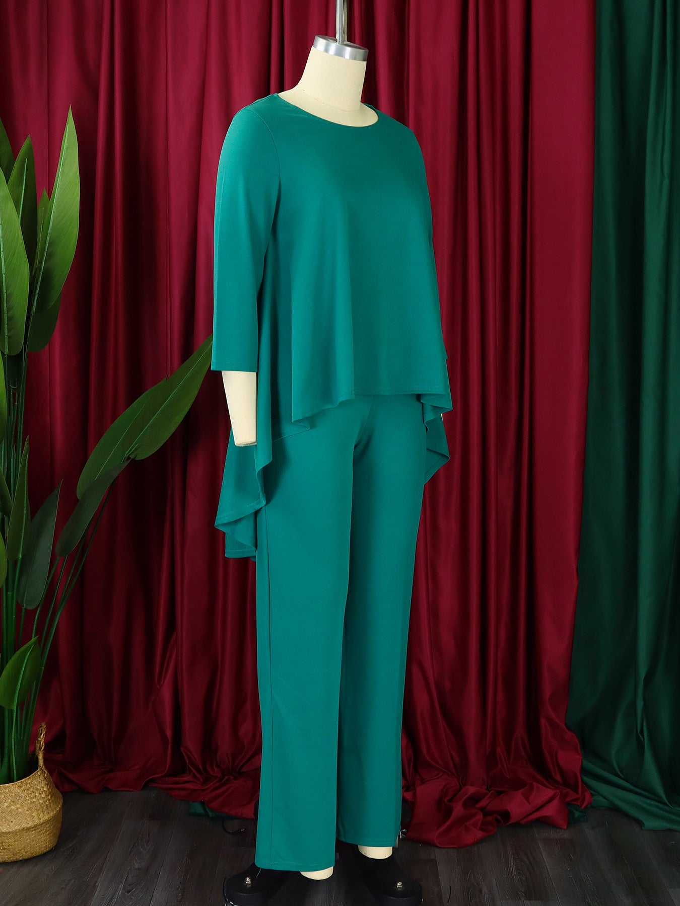 Plus Size Women Long Sleeve Top and Wide Leg Pants Set 6