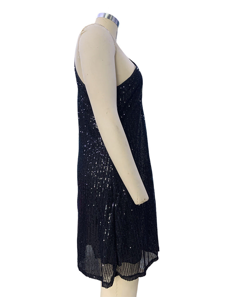 Women Halter Neck Off-Shoulder Sexy Sequin Dress 15